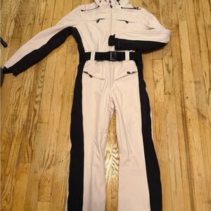 ZeroXposur Pale Pink and Black Two-Tone Ski Jumpsuit